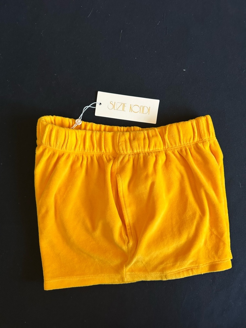 Suzi Kondi Bright Yellow velour  women ' Elastic Waist Shorts XS